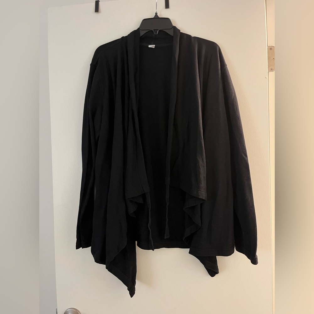 Women's Black Drape Open Sweatshirt
